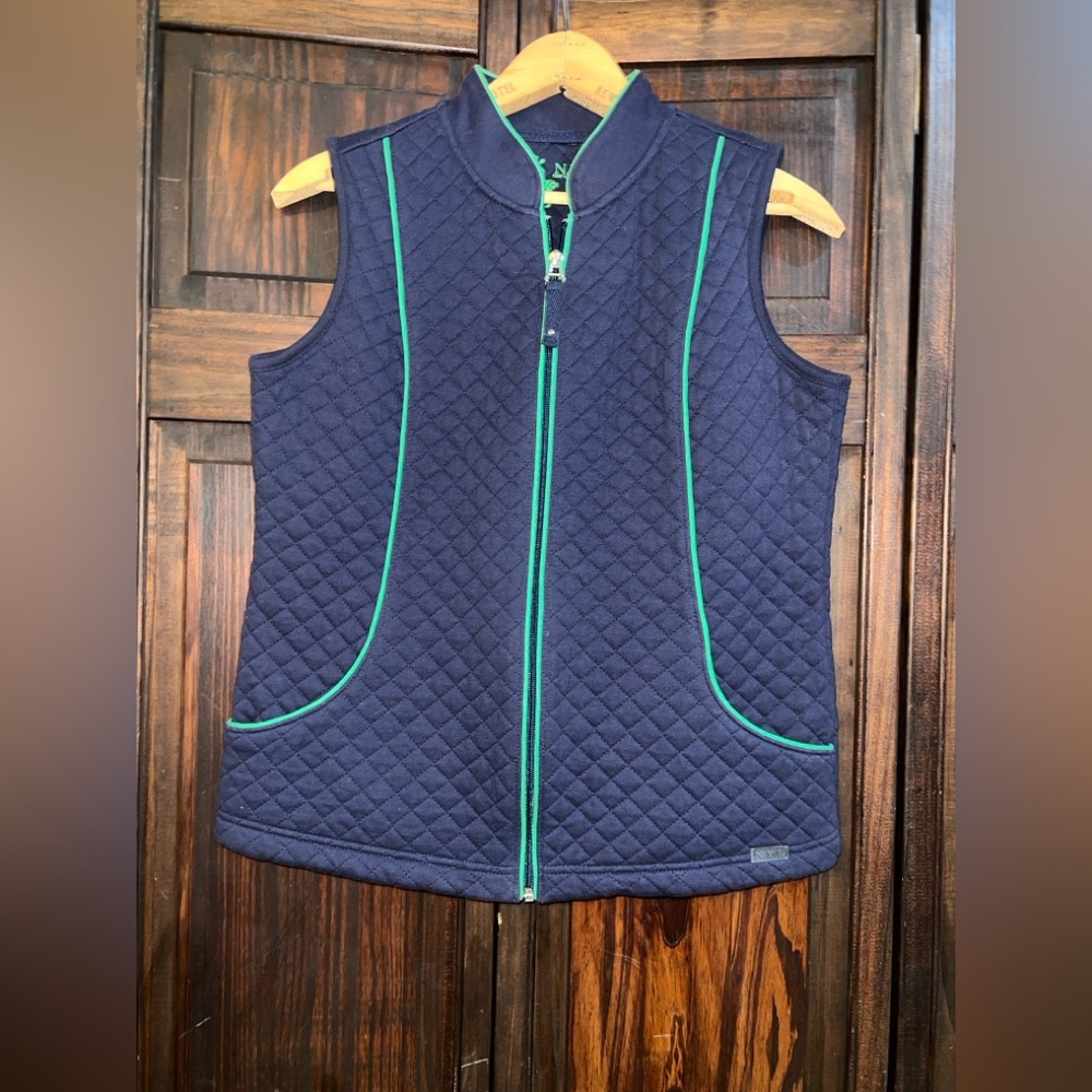 New York Laundry Navy Vest with Green Accents
